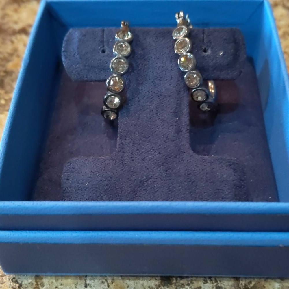 Black and Champagne Crystal Earrings